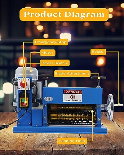 Automatic Wire Stripping Machine 0.06-1.5in with Manual Crank for Copper Recycling B31038