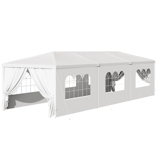 Outdoor Party Tent 10x30 Black with 8 Removable Sidewalls V87006