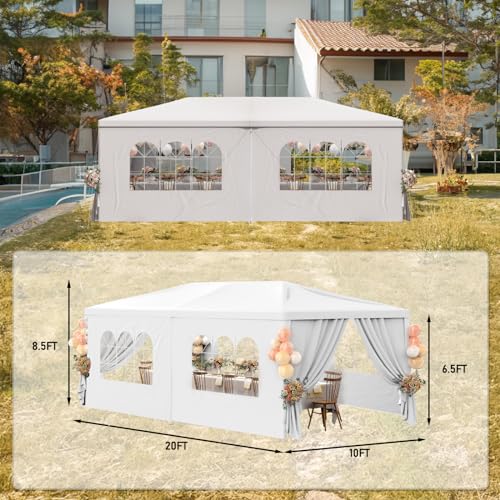 Outdoor Party Tent 10x30 Black with 8 Removable Sidewalls V87006
