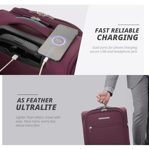 Verage Under Seat Luggage with Wheels, Softside Spinner Carry On, Navy 14-Inch A51804