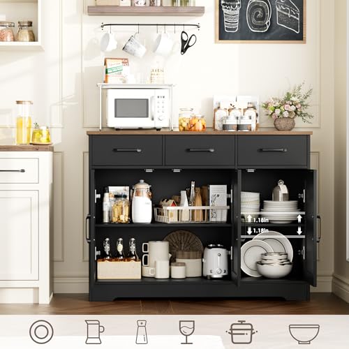 HOSTACK Modern Farmhouse Sideboard Buffet Cabinet with Barn Doors, White U8843