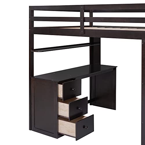 Harper & Bright Designs Full Loft Bed with Desk, Wardrobe, Solid Wood N868457