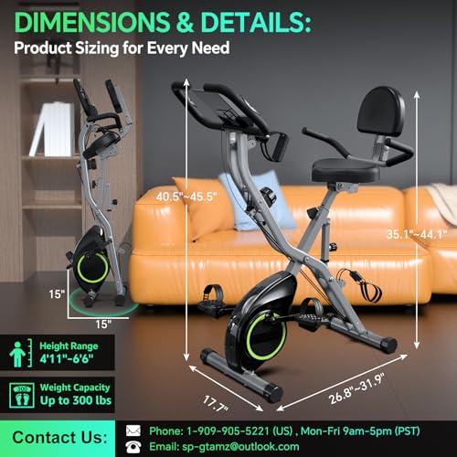 Foldable Exercise Bike with 16-Level Magnetic Resistance for Home T532