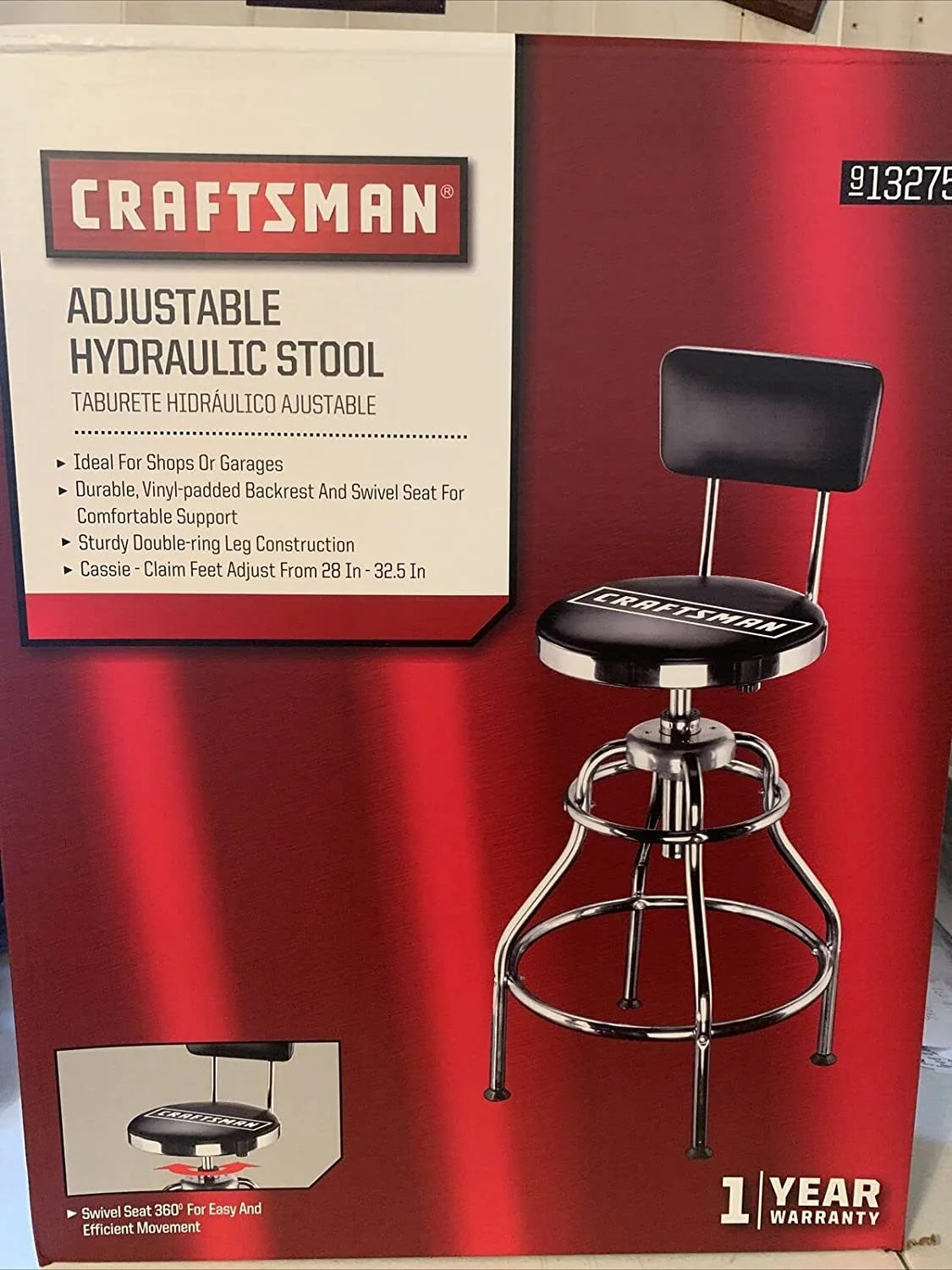 Craftsman Adjustable Hydraulic Seat Stool, Black Q163889
