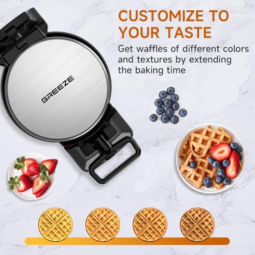 Double Belgian Waffle Maker 1400W, Rotating Nonstick Plates, Stainless Steel P913