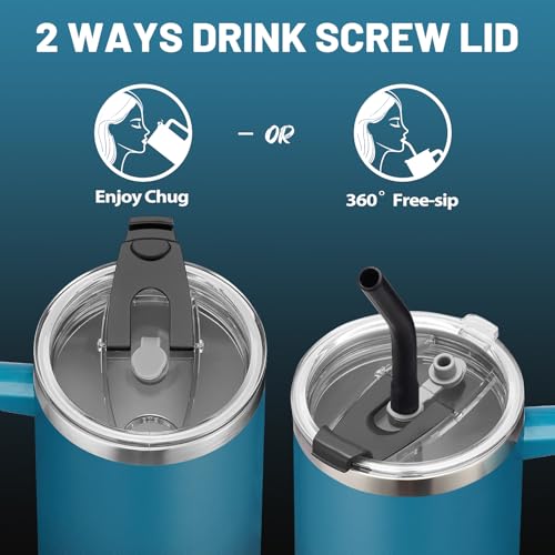 40 oz Tumbler with Handle and Straw Lid - Leak-proof Vacuum Insulated Travel Cup I15292
