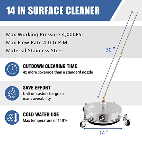 JANZ Pressure Washer Surface Cleaner 14 Inch with 4 Wheels J74032