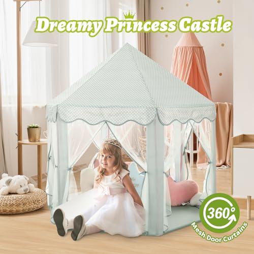 Monobeach Princess Tent Girls Large Playhouse with Star Lights L847553