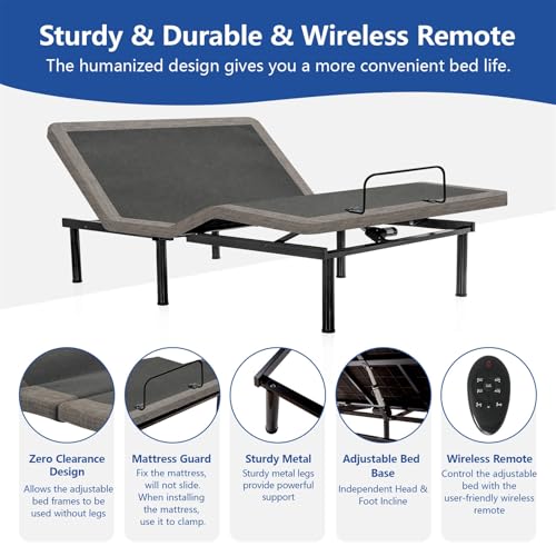 Split King Adjustable Bed Frame with Gel Memory Foam Mattress, Wireless Remote F95930