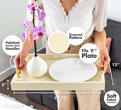White Marble Faux Leather Decorative Tray with Handles D972626