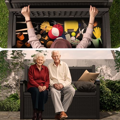 80 Gallon Waterproof Lockable Storage Bench Deck Box for Patio Garden I9402
