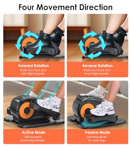 Under Desk Elliptical Machine, Portable Seated Pedal Exerciser with Remote Control O444206