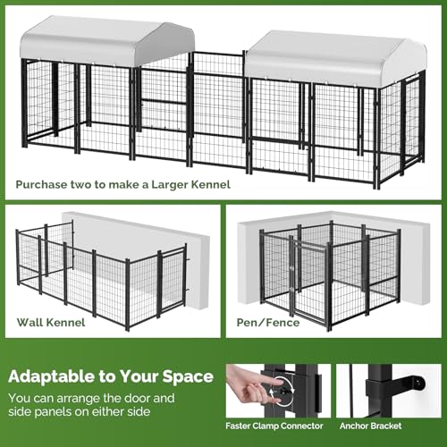 SINO LUBAN Outdoor Dog Kennel with Doggy Door, Heavy Duty Large Dog Pen E5768