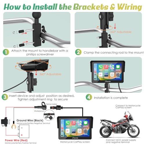 Carpuride W702 7 inch Waterproof Touchscreen GPS Navigator for Motorcycle F66615