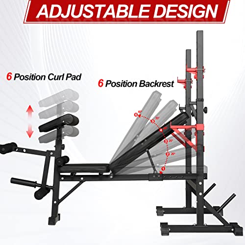 Bongkim Adjustable Weight Bench with Squat Rack, 660Lbs Capacity H188216