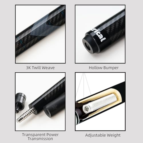 CRICAL Carbon Fiber Pool Cue Stick 58" with 12.5mm Tip J317692