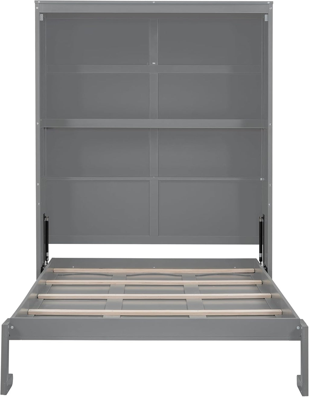 Bellemave Murphy Bed Full Size, Cabinet Bed Frame with Storage Shelves, Gray Q1886