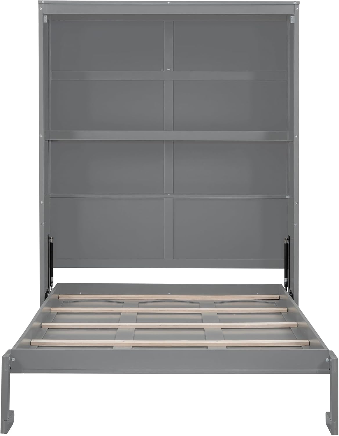 Bellemave Murphy Bed Full Size, Cabinet Bed Frame with Storage Shelves, Gray Q1886
