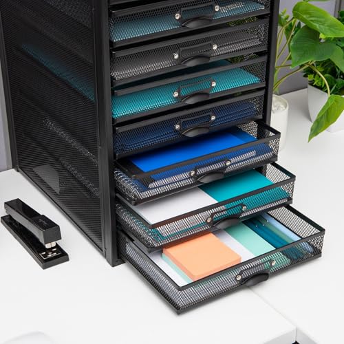 Mind Reader 10-Drawer Metal Mesh Desk Organizer, Silver N923041