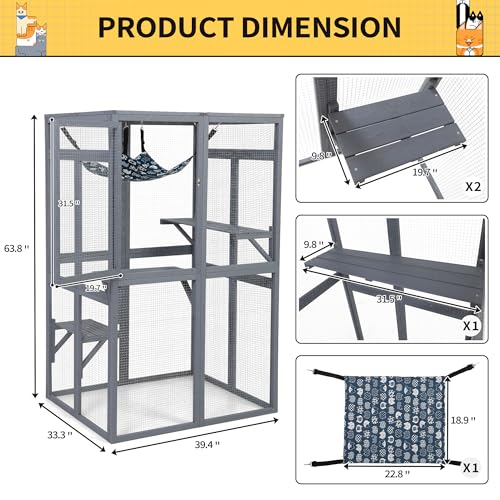 COZIWOW Catio Outdoor Cat Enclosure with Window Access, Wooden Kitty Cage, White T1021