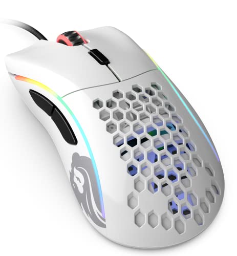 Glorious Model D Wired Gaming Mouse - 68g Honeycomb RGB Ergonomic, Matte White M160012