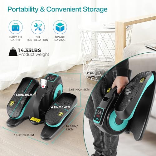 Under Desk Elliptical Machine, Portable Seated Pedal Exerciser for Seniors Adults L15853