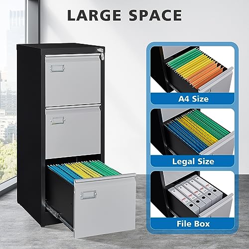 2 Drawer Vertical File Cabinet with Lock for Letter Size, Steel Office Storage Y50014