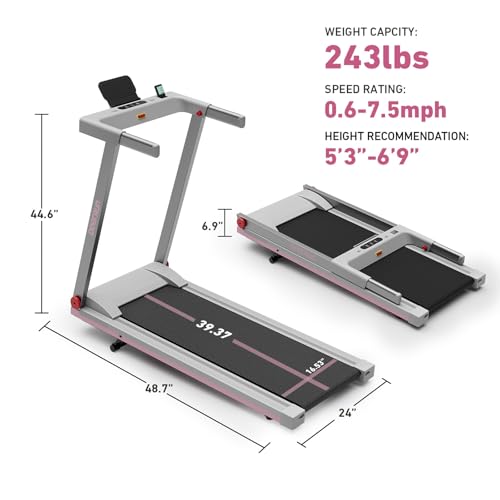 DeerRun Foldable Treadmill for Home with Incline and Handles K2464