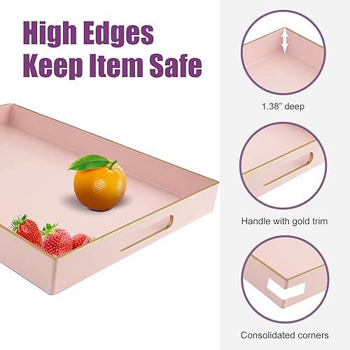 Gifturbo Blue Serving Tray with Handles, Rectangular Plastic Tray J15614