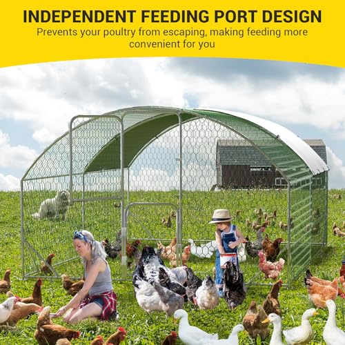 Large Metal Chicken Coop with Run Walk-in Poultry Cage Outdoor Backyard Farm I98427