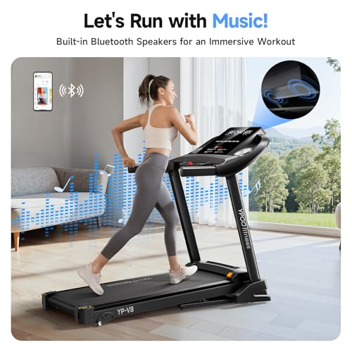 Foldable Treadmill with Incline, Bluetooth, 300 lbs Capacity H234