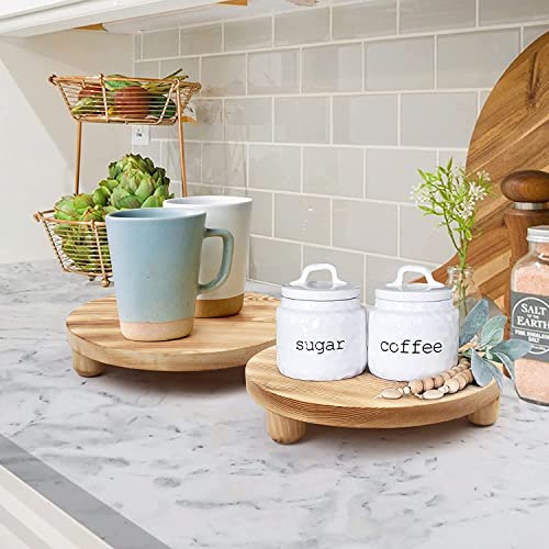 Wood Riser 2 Pack Round Wooden Pedestal Stand for Display G714