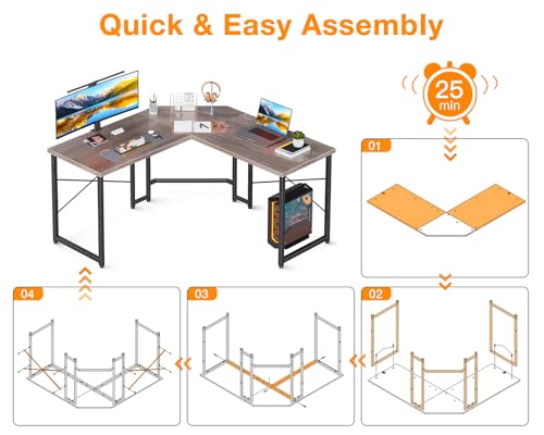 Casaottima L Shaped Gaming Desk Corner Desk for Home Office, 51 Inch, Black M173778