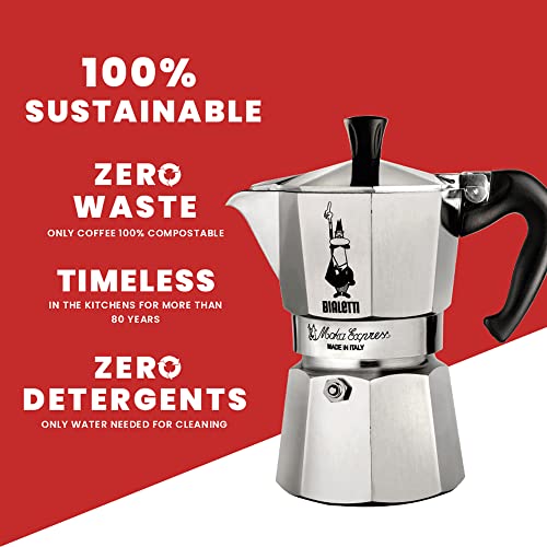 Bialetti Moka Express 6 Cup Espresso Maker, Silver N8772