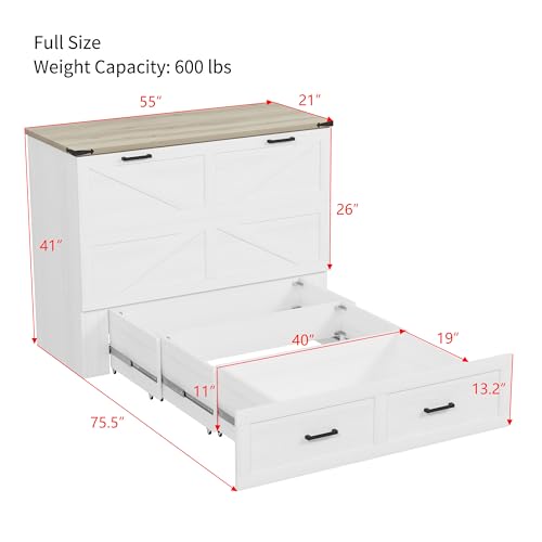 Queen Size Murphy Bed Cabinet with Charging Station, White P336686
