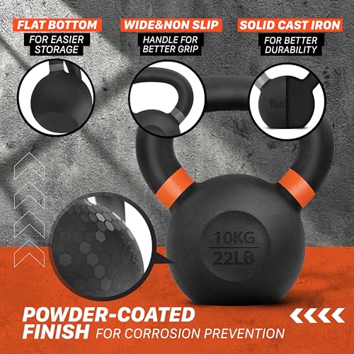 Yes4All Powder Coated Cast Iron Kettlebell Weight Set for Home Gym N15817