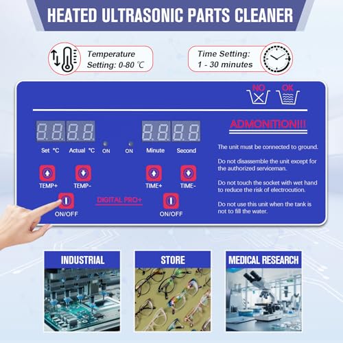 Heated Ultrasonic Parts Cleaner 3L with Digital Timer, 110V G276