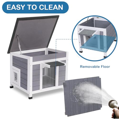 Outdoor Cat House Weatherproof Winter Enclosure for Feral Cats W562161