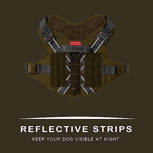 PETODAY Tactical Dog Harness for Large Dogs, Heavy Duty with Handle, Black T996311