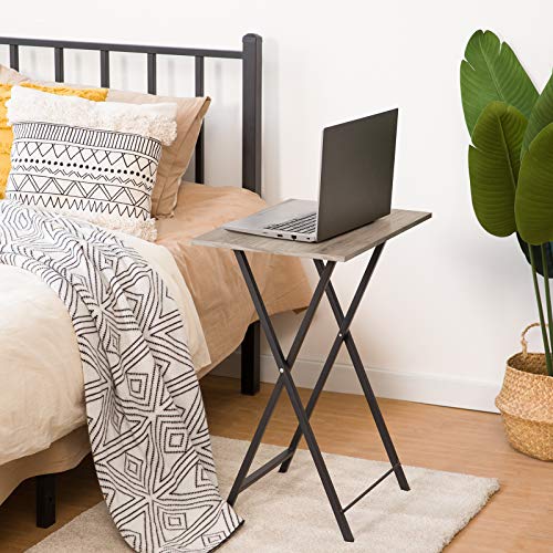 HOOBRO Folding TV Tray Tables, Set of 2, Marble and Gold C48497