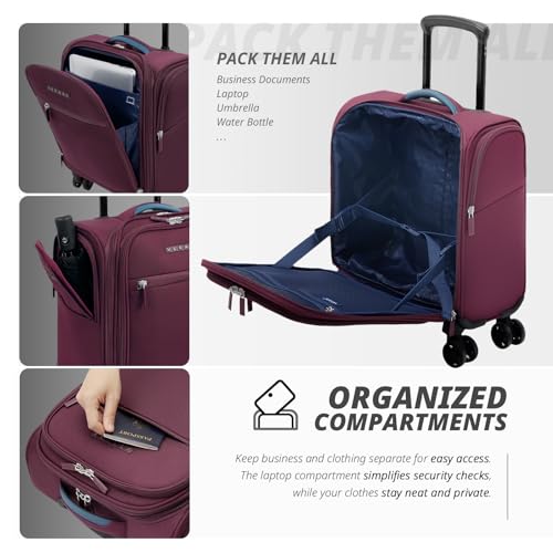 Verage Under Seat Luggage with Wheels, Softside Spinner Carry On, Navy 14-Inch A51804