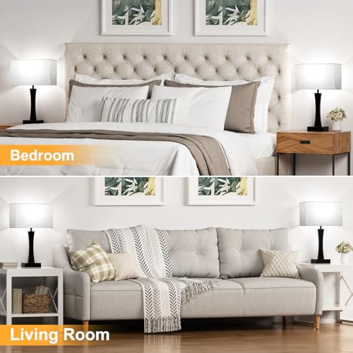 3 Way Dimmable Bedside Lamp Set of 2 with USB Ports C63781