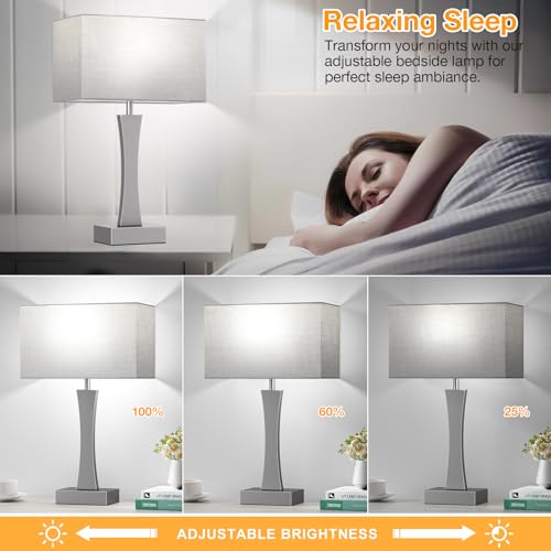 3 Way Dimmable Bedside Lamp Set of 2 with USB Ports C63781
