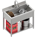 Stainless Steel Utility Sink, Large Freestanding Laundry Sink with Pull-out Faucet for Kitchen, Bathroom, Laundry Room, Garage, Outdoor/Indoor Use, Pet Cleaning, D21.65 x W35.43 x H36.61 inch