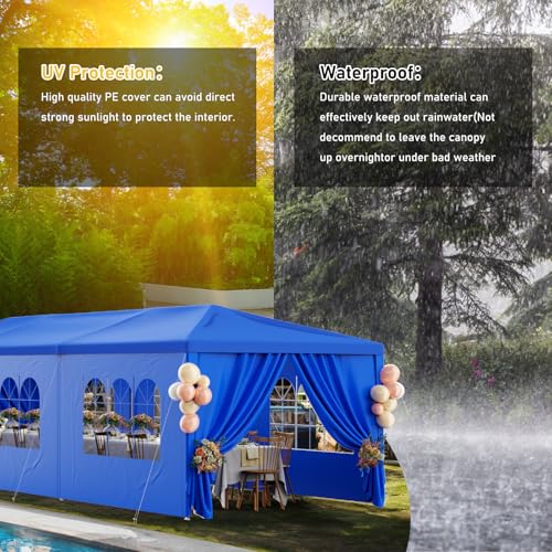 White Party Tent 10x30 with 8 Sidewalls for Outdoor Events K927