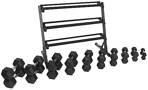 Rubber Coated Hex Dumbbell Weight Set R443