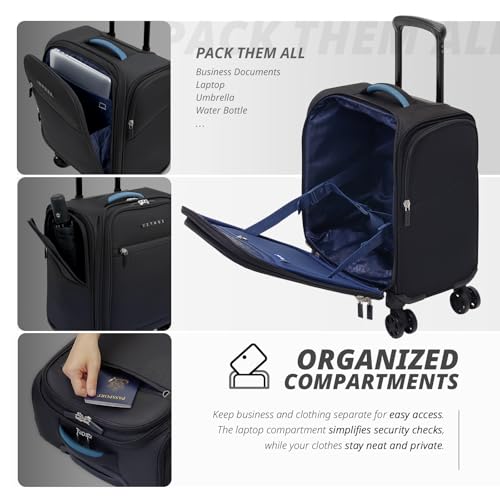 Verage Under Seat Luggage with Wheels, Softside Spinner Carry On, Navy 14-Inch A51804