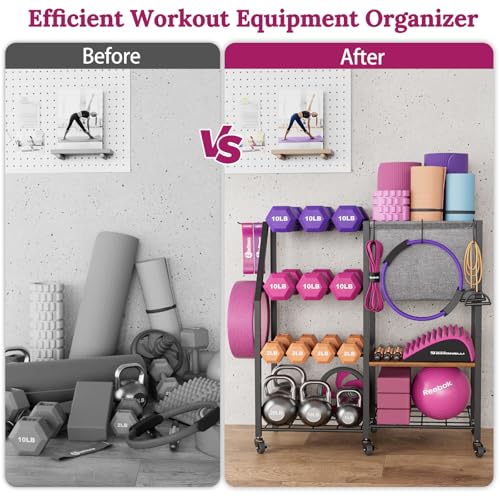 Yoga Mat Storage Rack for Dumbbells and Kettlebells, Home Gym Organizer N713