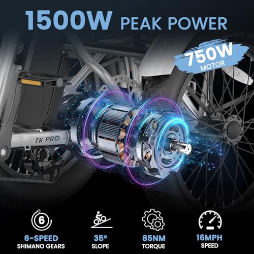MOONCOOL Electric Tricycle for Adults, 500W 48V Folding 3-Wheel Bike with Basket O9027