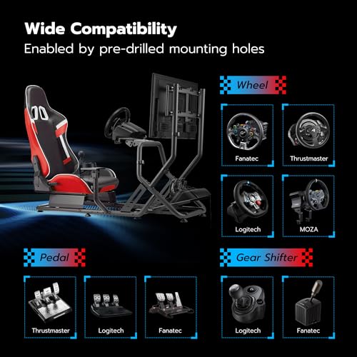 ARES WING Racing Simulator Cockpit with Monitor Mount and Seat P60837